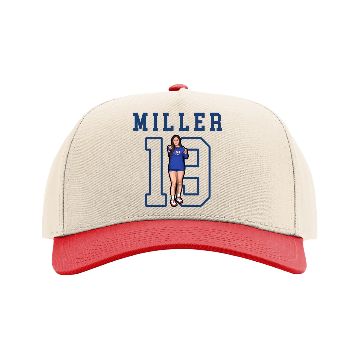 Full Fabric Five-Panel Champ Cap — Shirsey in Cream/Red