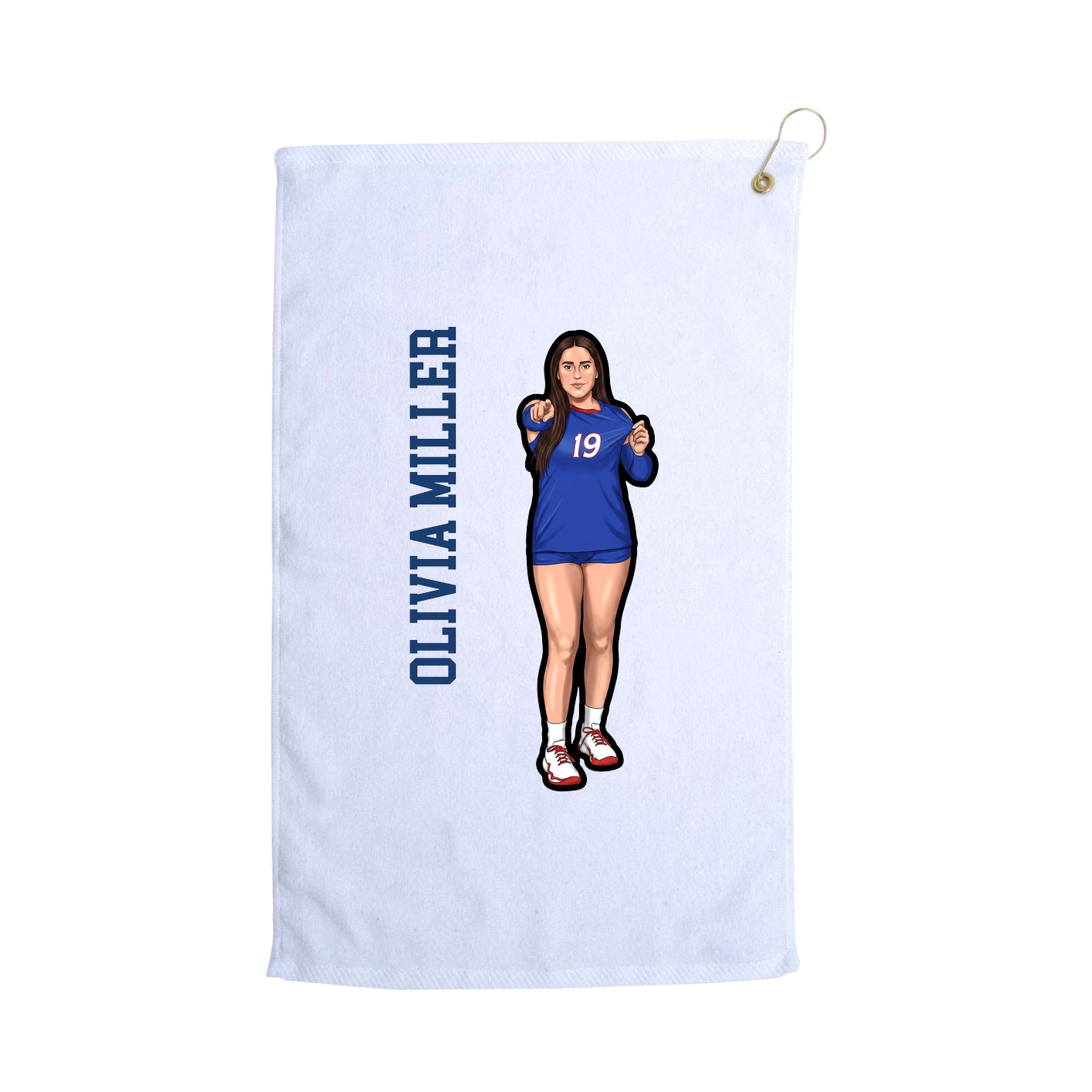 Golf Towel — Name Vertical in White