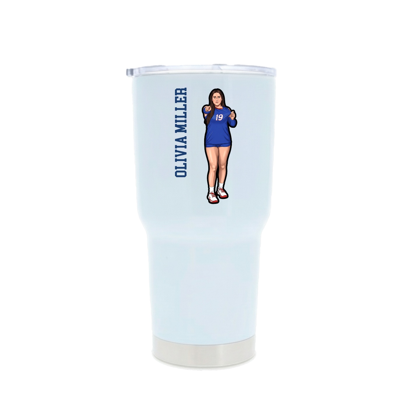 30oz Stainless Steel Tumbler — Name Vertical in White