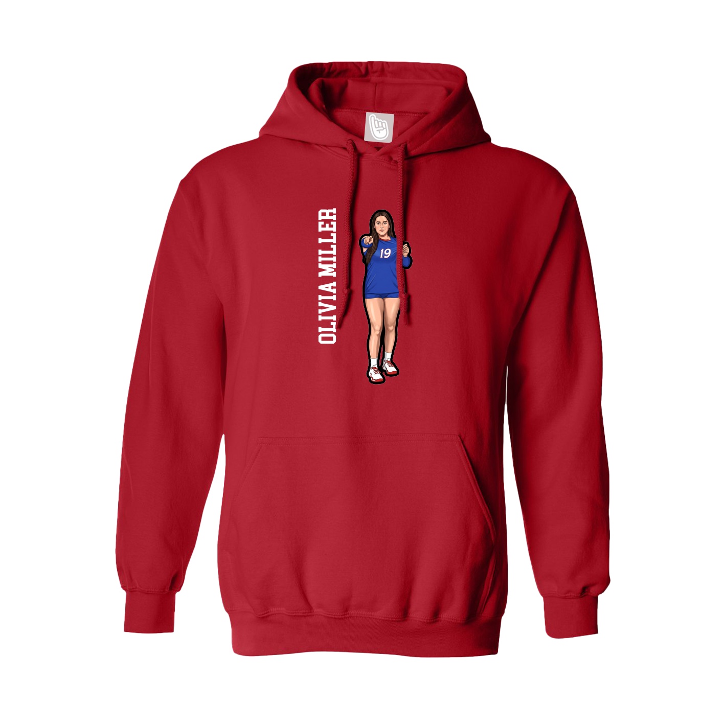 Hoodie — Name Vertical in Red