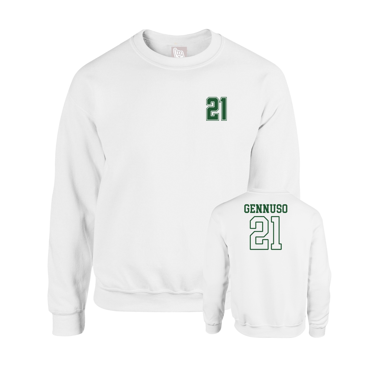 Fleece Crew — Chest Back in White