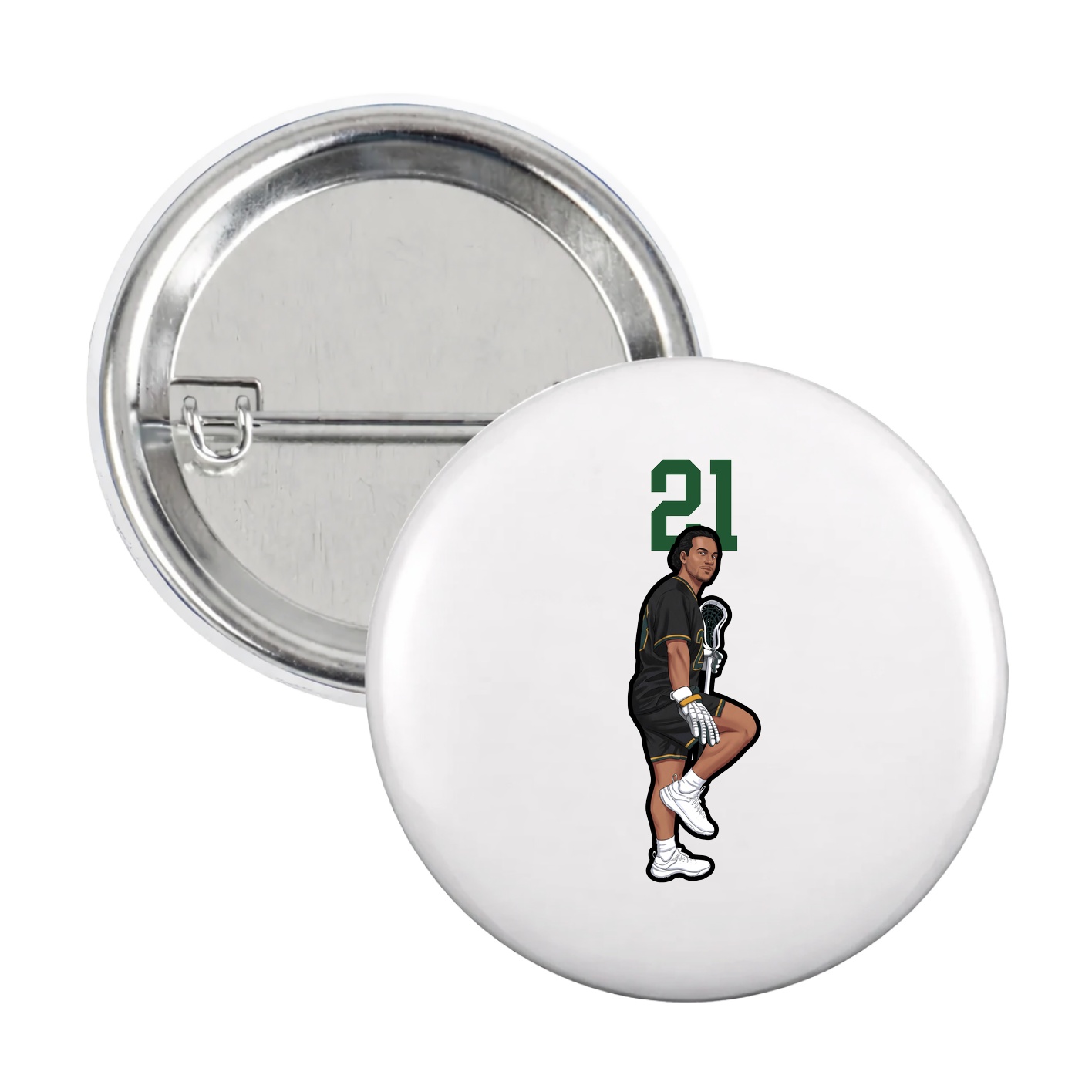 Game Day Button — Number Top in White