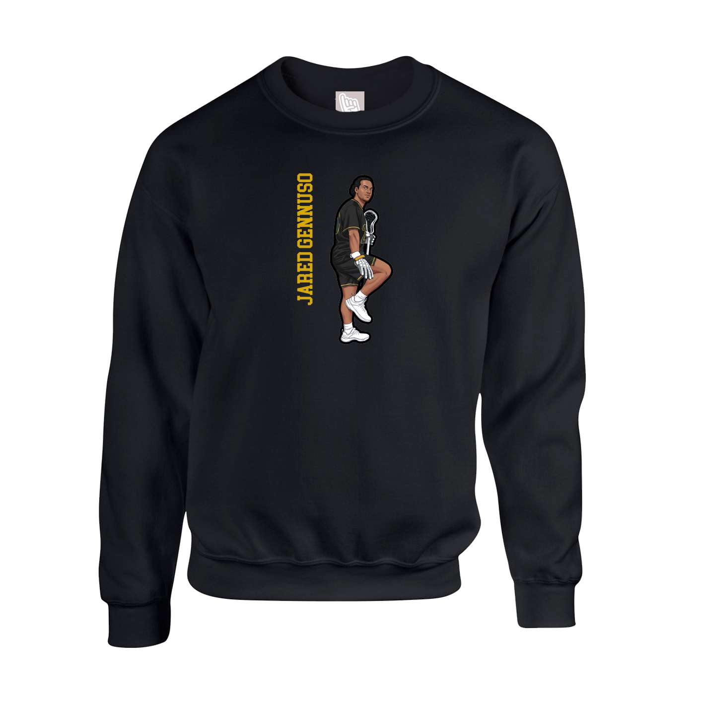 Fleece Crew — Name Vertical in Black