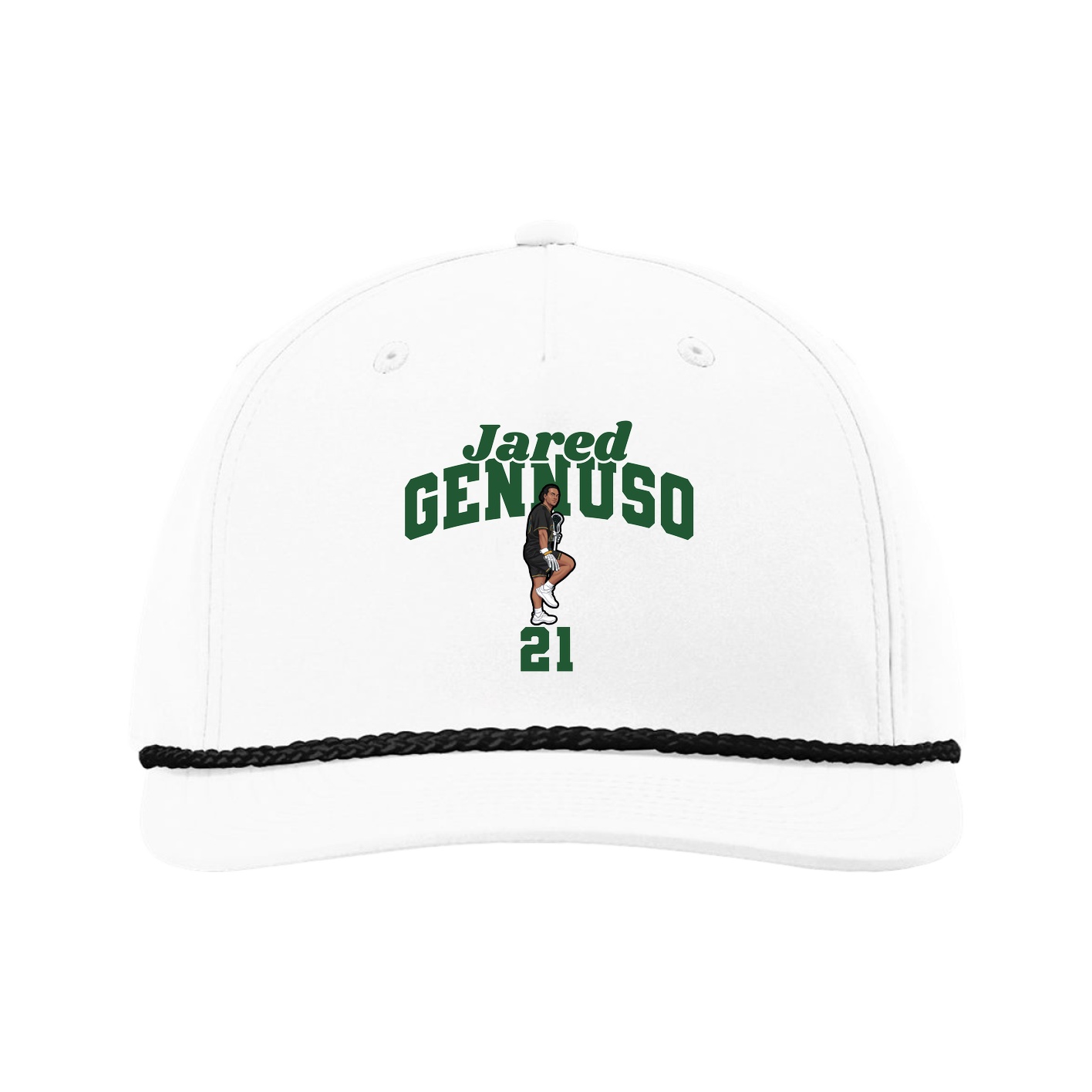 Five-Panel Classic Rope Cap — Signature Arch in White