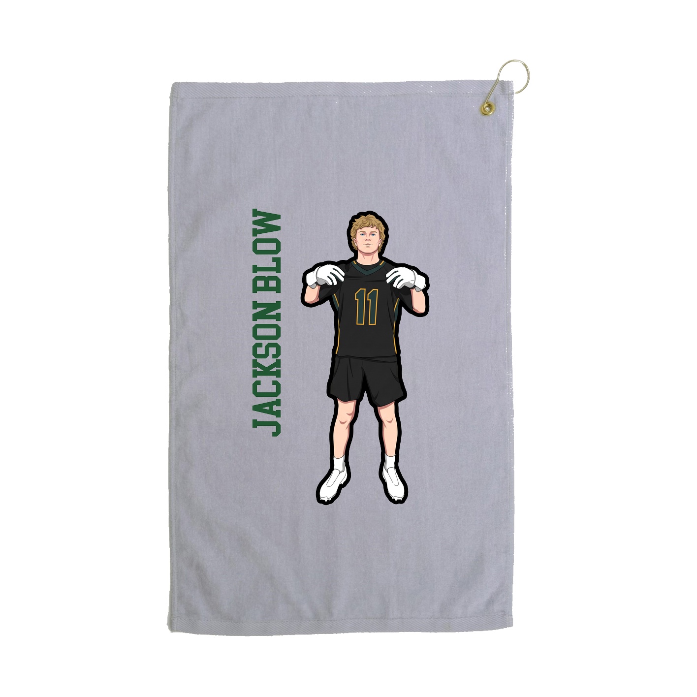 Golf Towel — Name Vertical in Grey