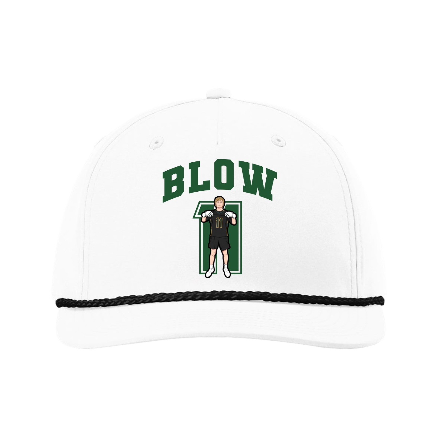 Five-Panel Classic Rope Cap — Number in White