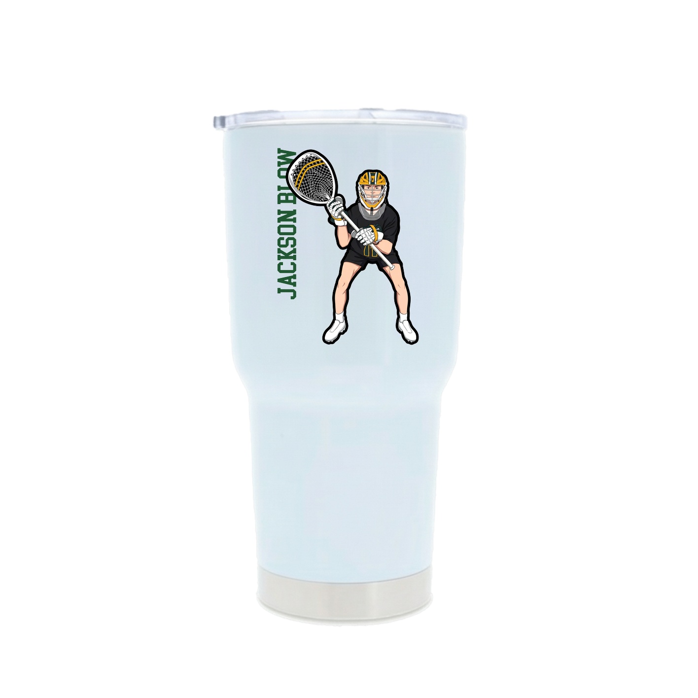 30oz Stainless Steel Tumbler — Name Vertical in White