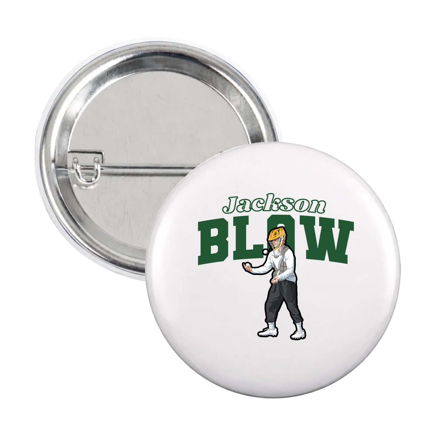 Game Day Button — Name Arch in White