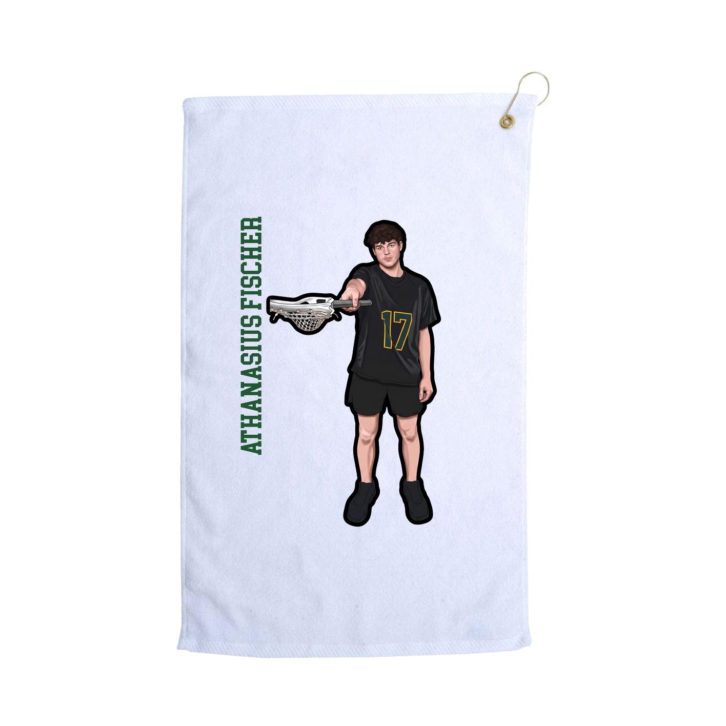Golf Towel — Name Vertical in White