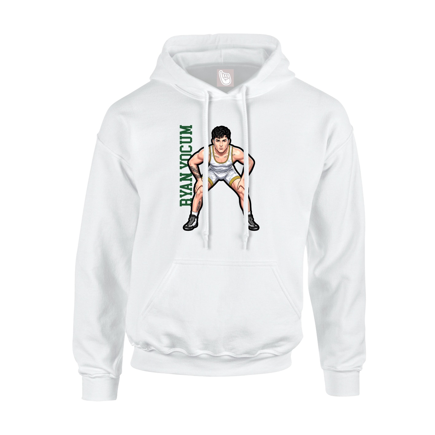 Youth Hoodie — Name Vertical in White