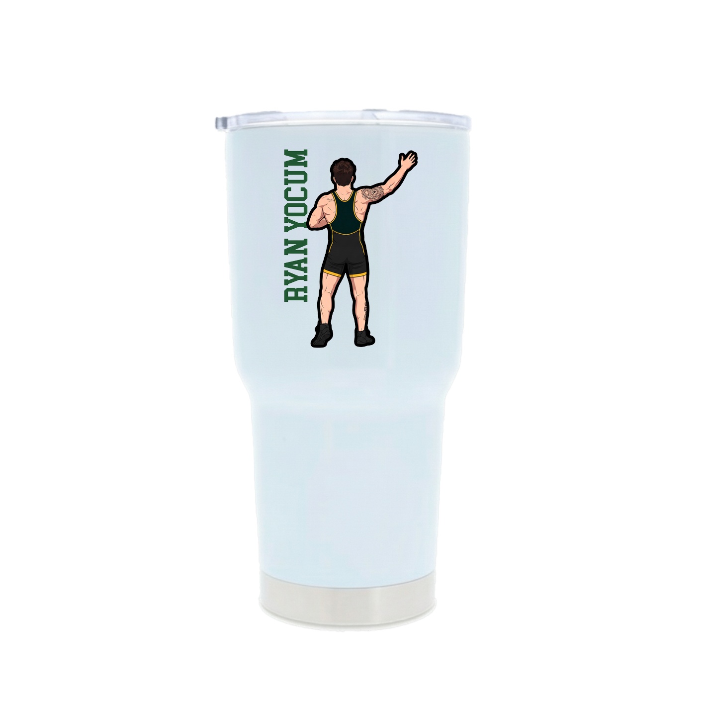 30oz Stainless Steel Tumbler — Name Vertical in White
