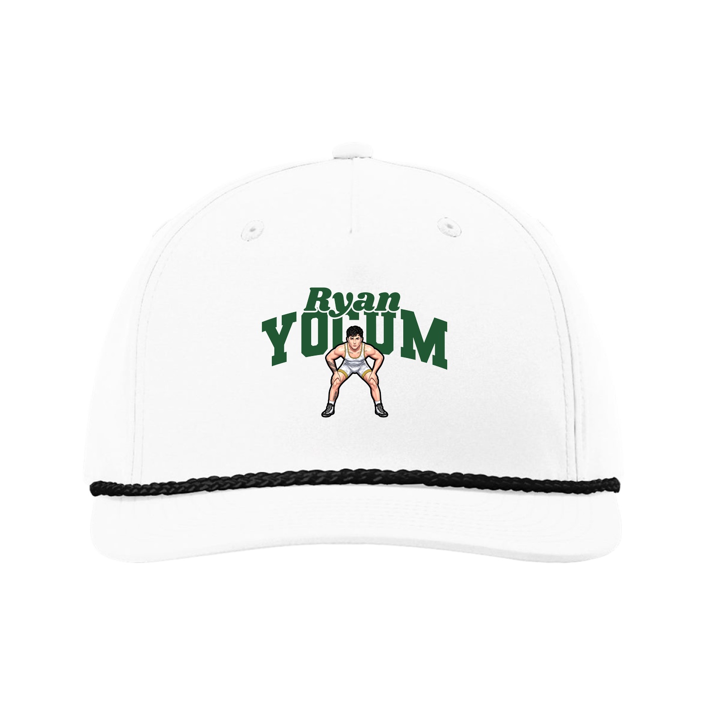 Five-Panel Classic Rope Cap — Signature Arch in White