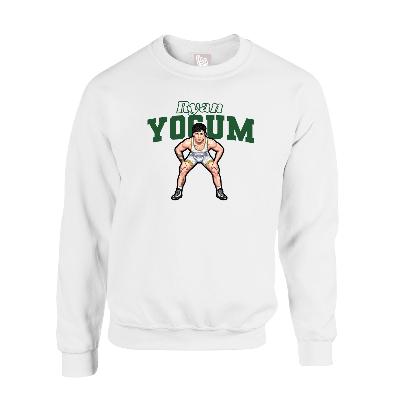 Fleece Crew — Name Arch in White