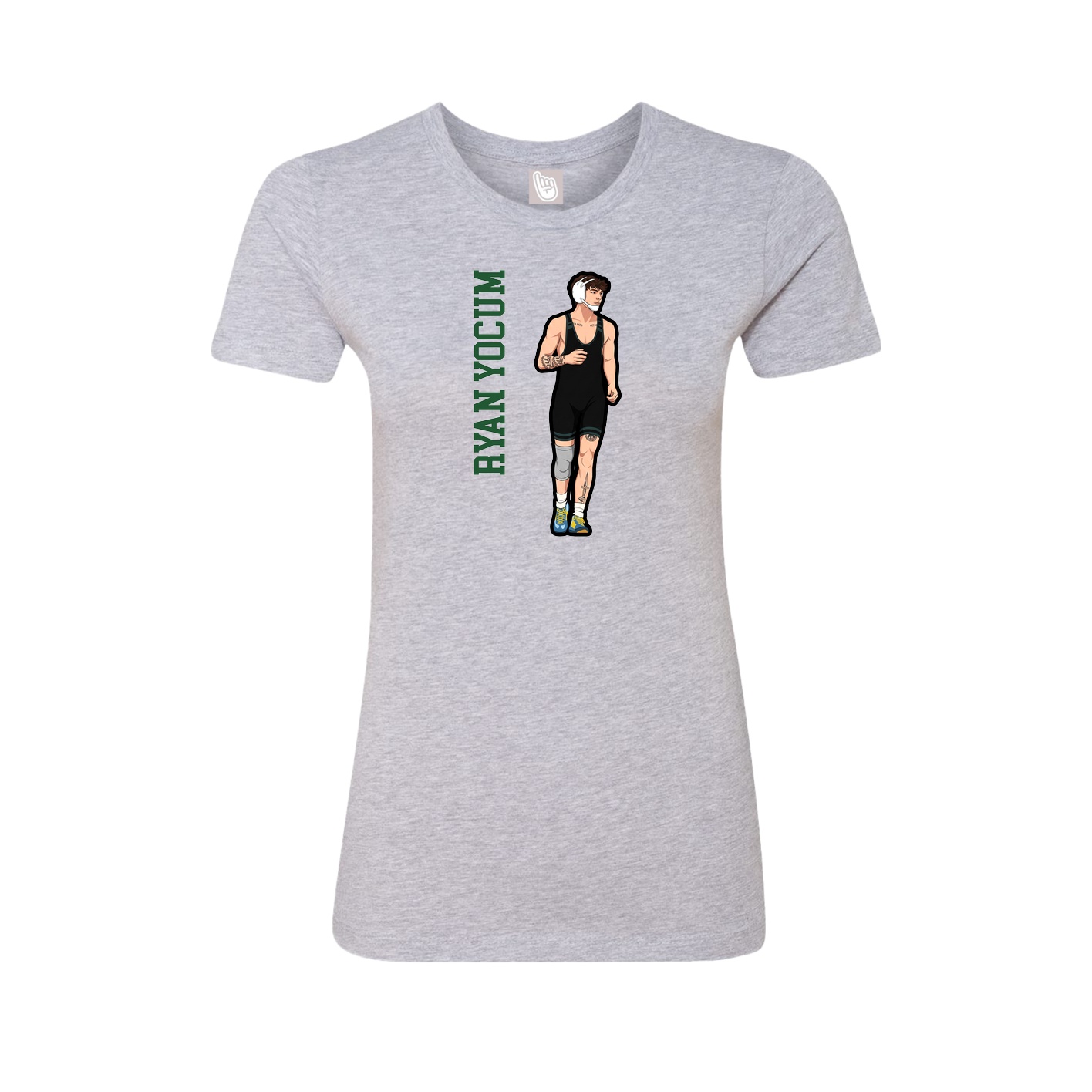Fitted Women's Tee — Name Vertical in Grey
