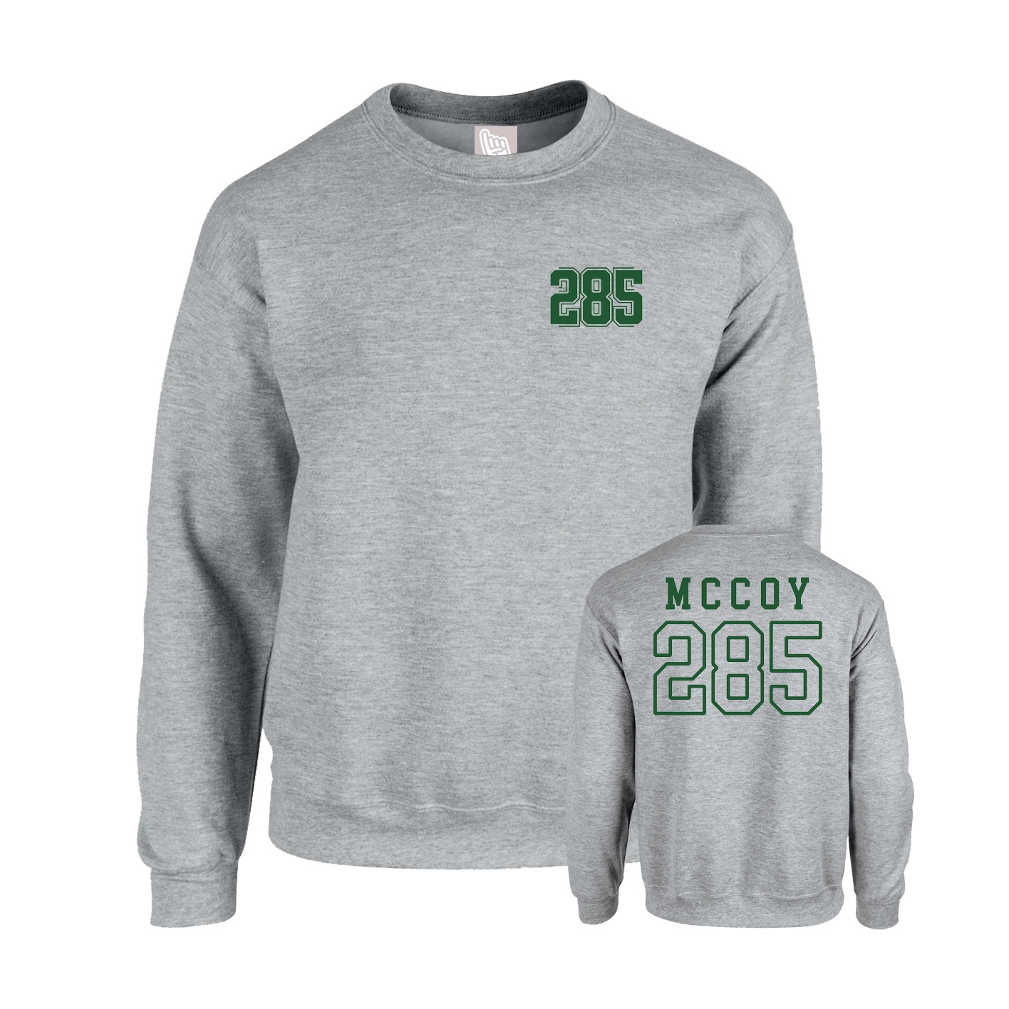 Fleece Crew — Chest Back in Grey