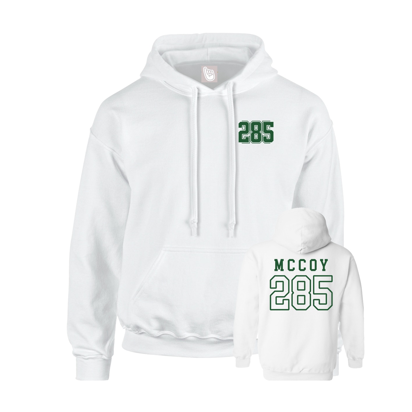 Youth Hoodie — Chest Back in White
