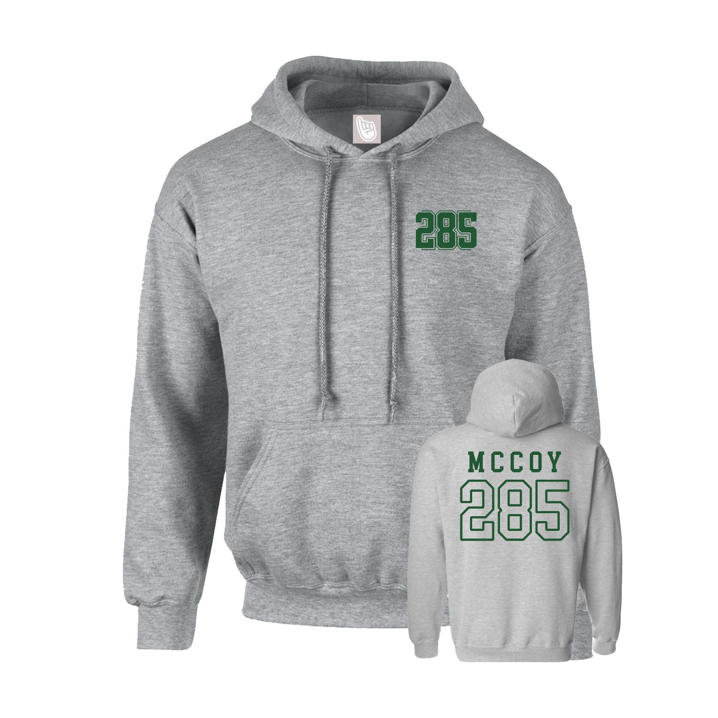Youth Hoodie — Chest Back in Grey