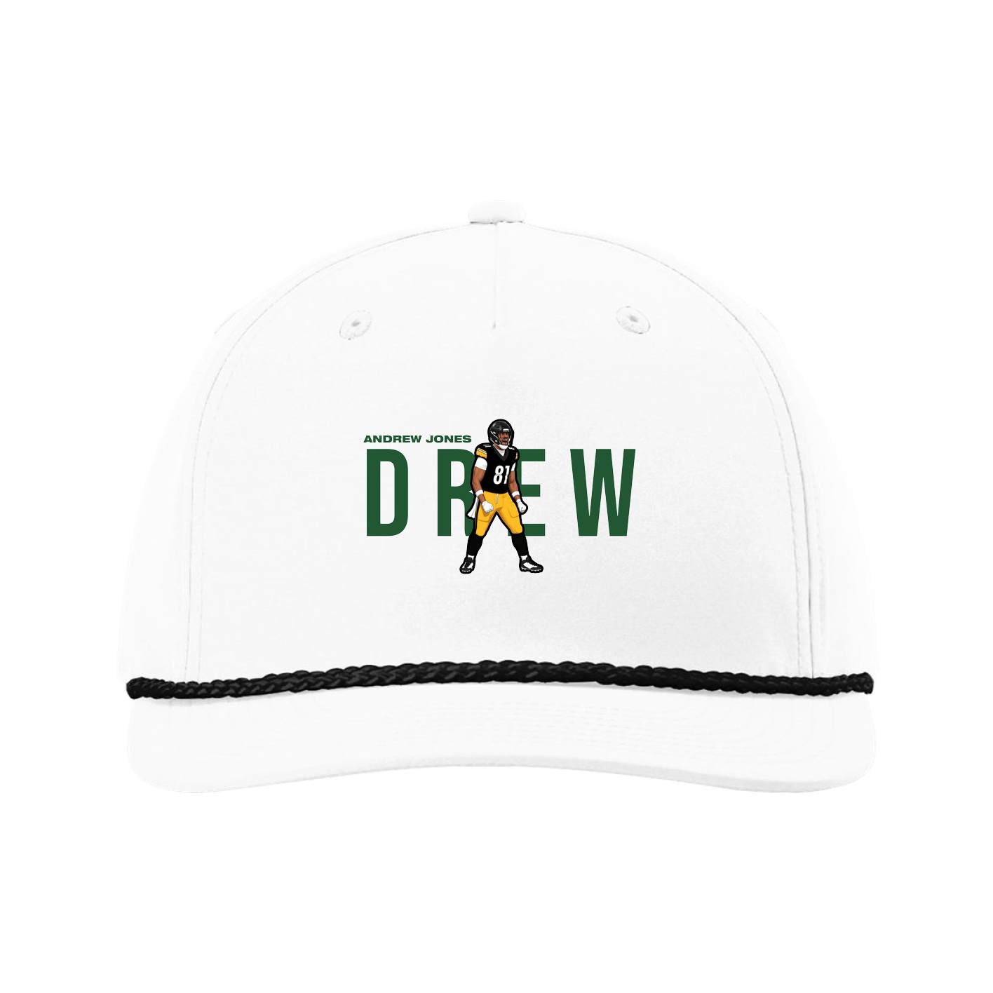 Five-Panel Classic Rope Cap — Player Name in White