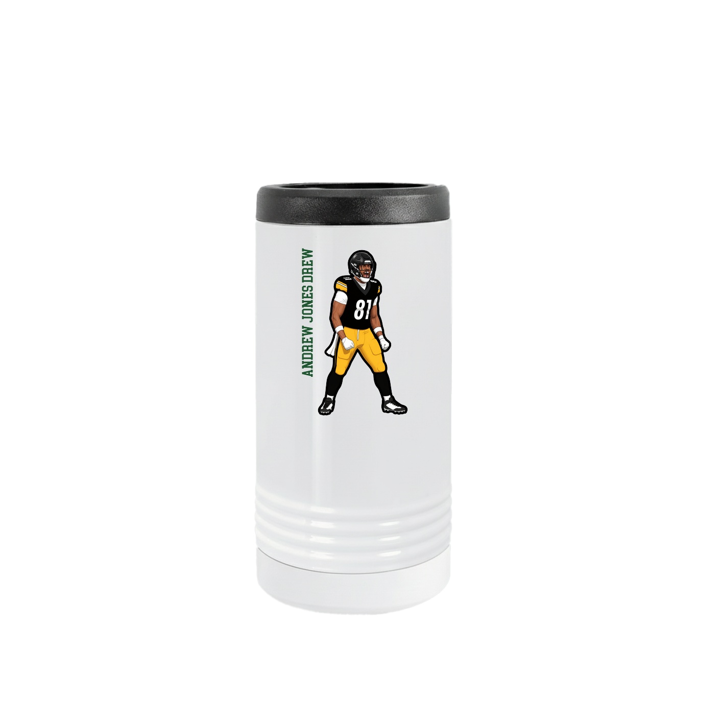 Slim Beverage Holder — Name Vertical in White