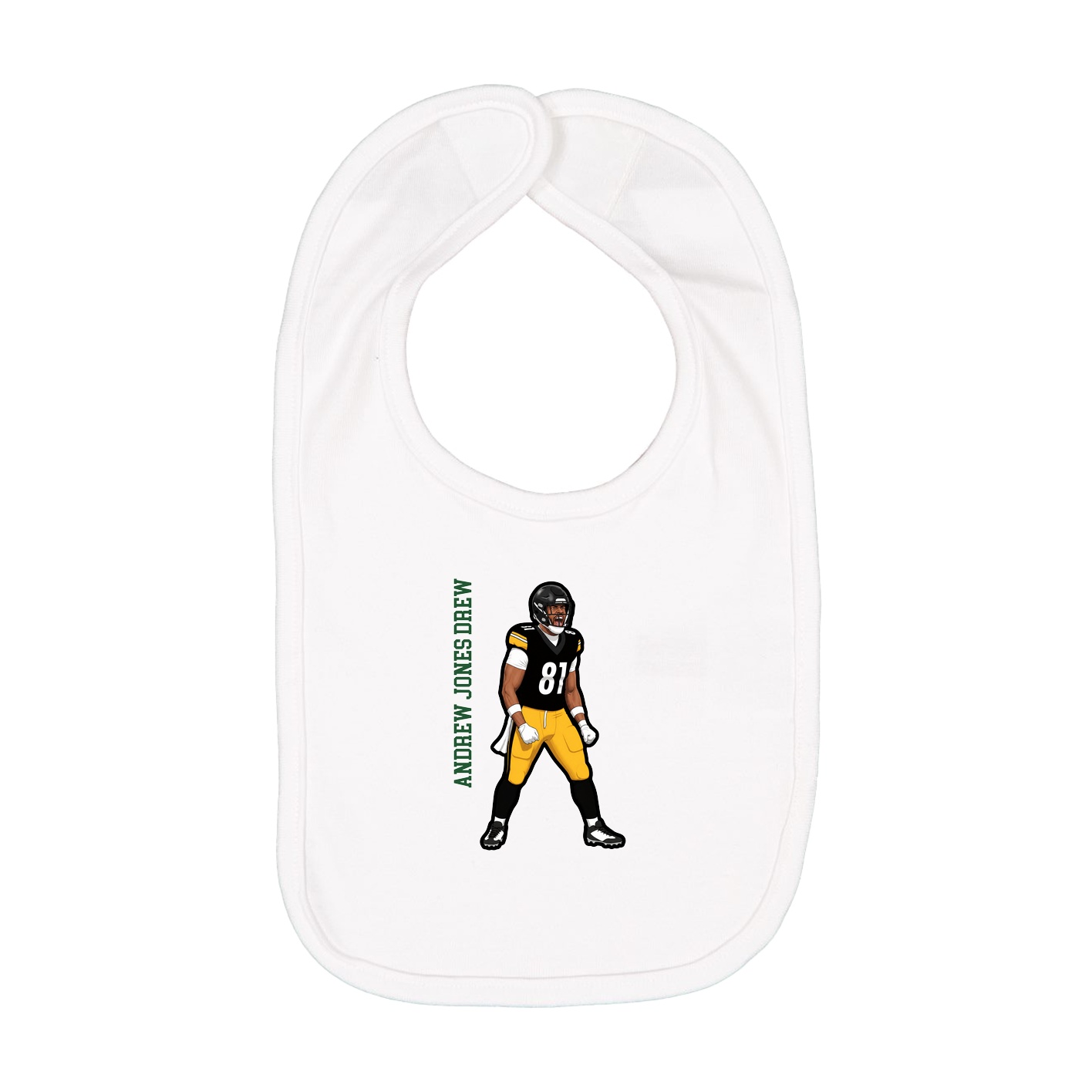 Infant Bib — Name Vertical in White