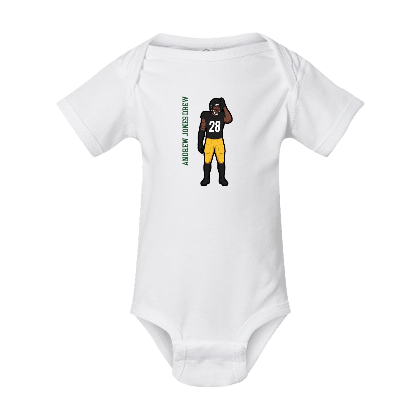 Baby Onesie — Name Vertical in White