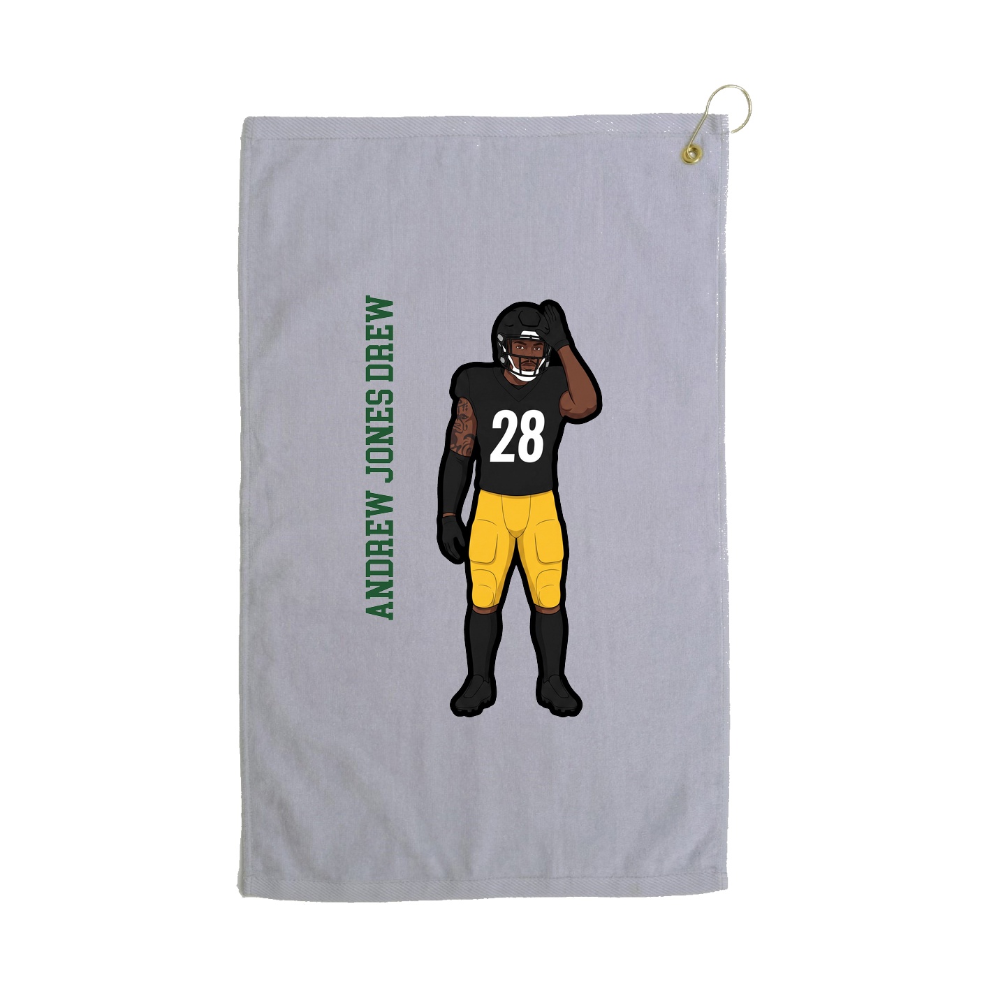 Golf Towel — Name Vertical in Grey
