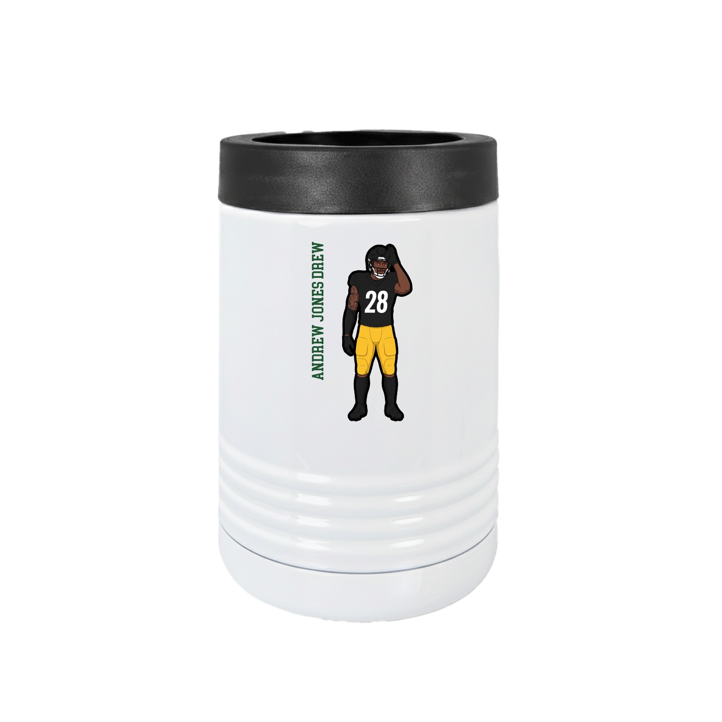 Beverage Holder — Name Vertical in White