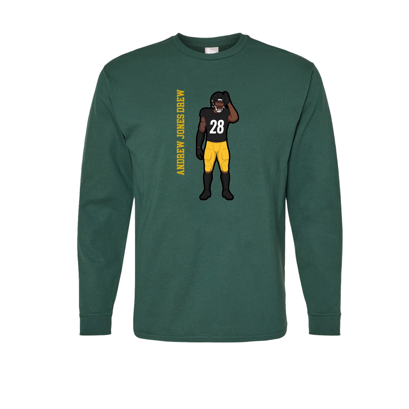 Long Sleeve Tee — Name Vertical in Green