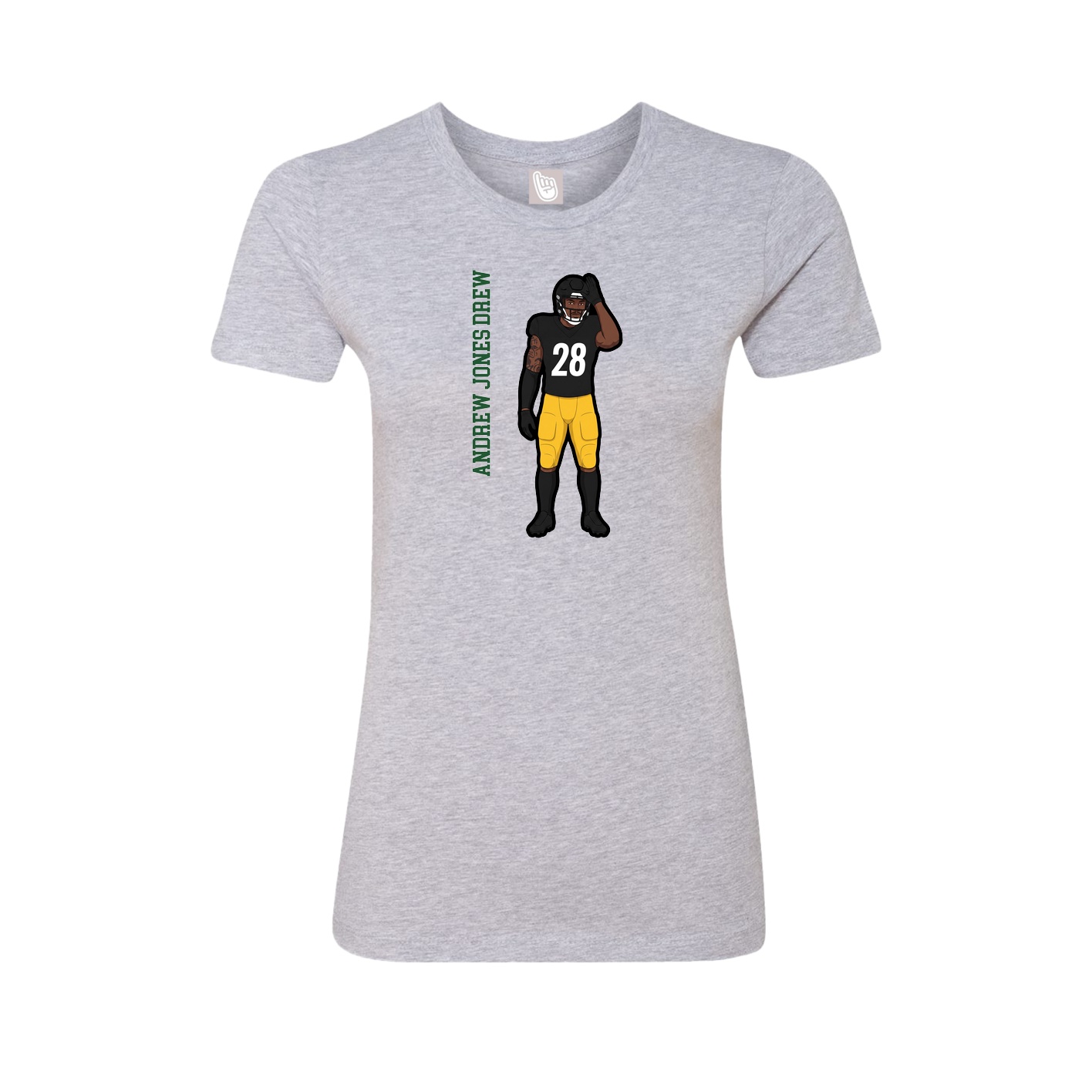 Fitted Women's Tee — Name Vertical in Grey
