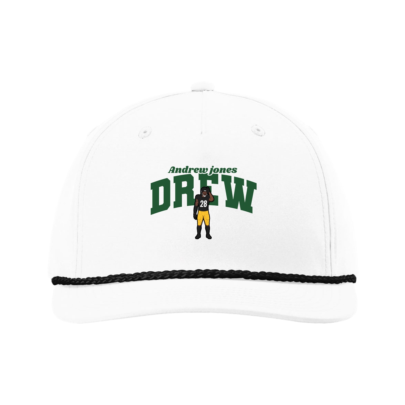 Five-Panel Classic Rope Cap — Signature Arch in White