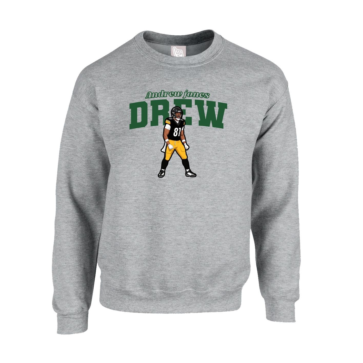 Fleece Crew — Name Arch in Grey