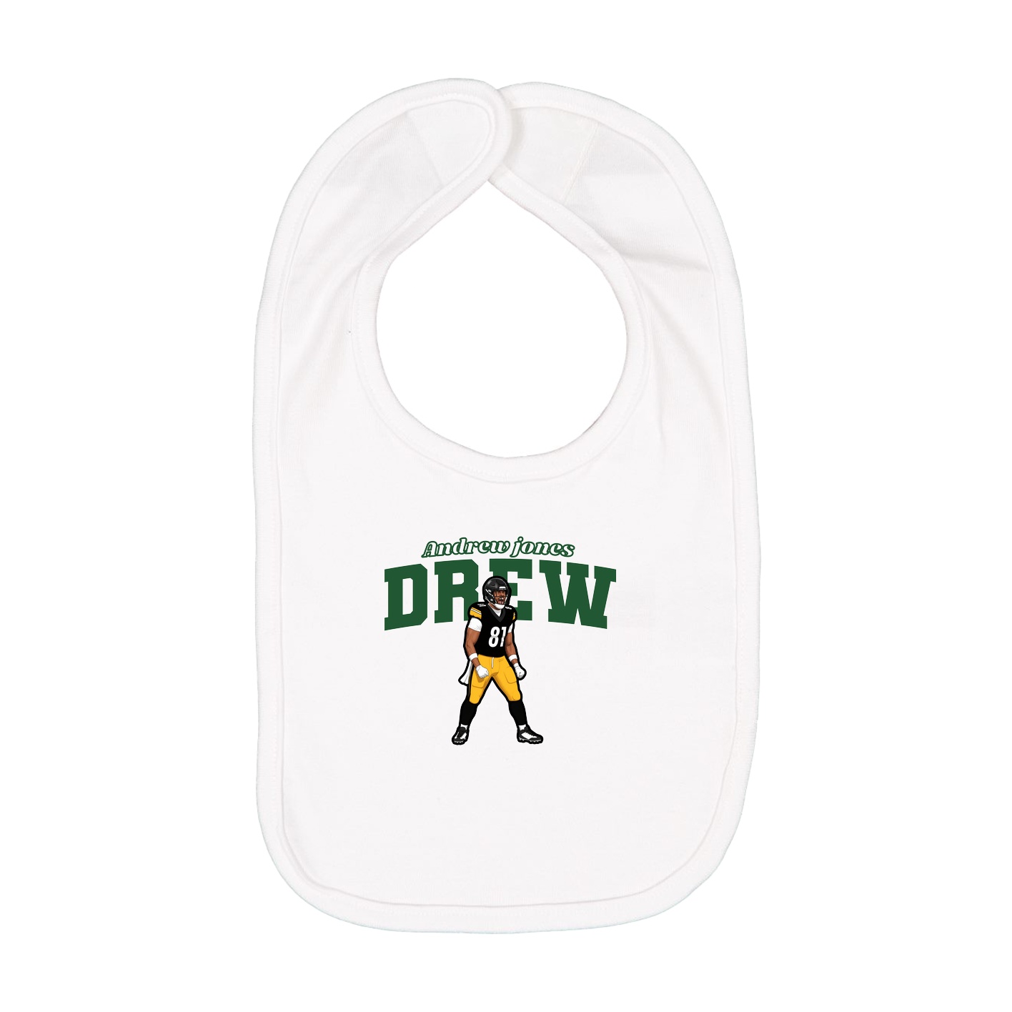 Infant Bib — Name Arch in White