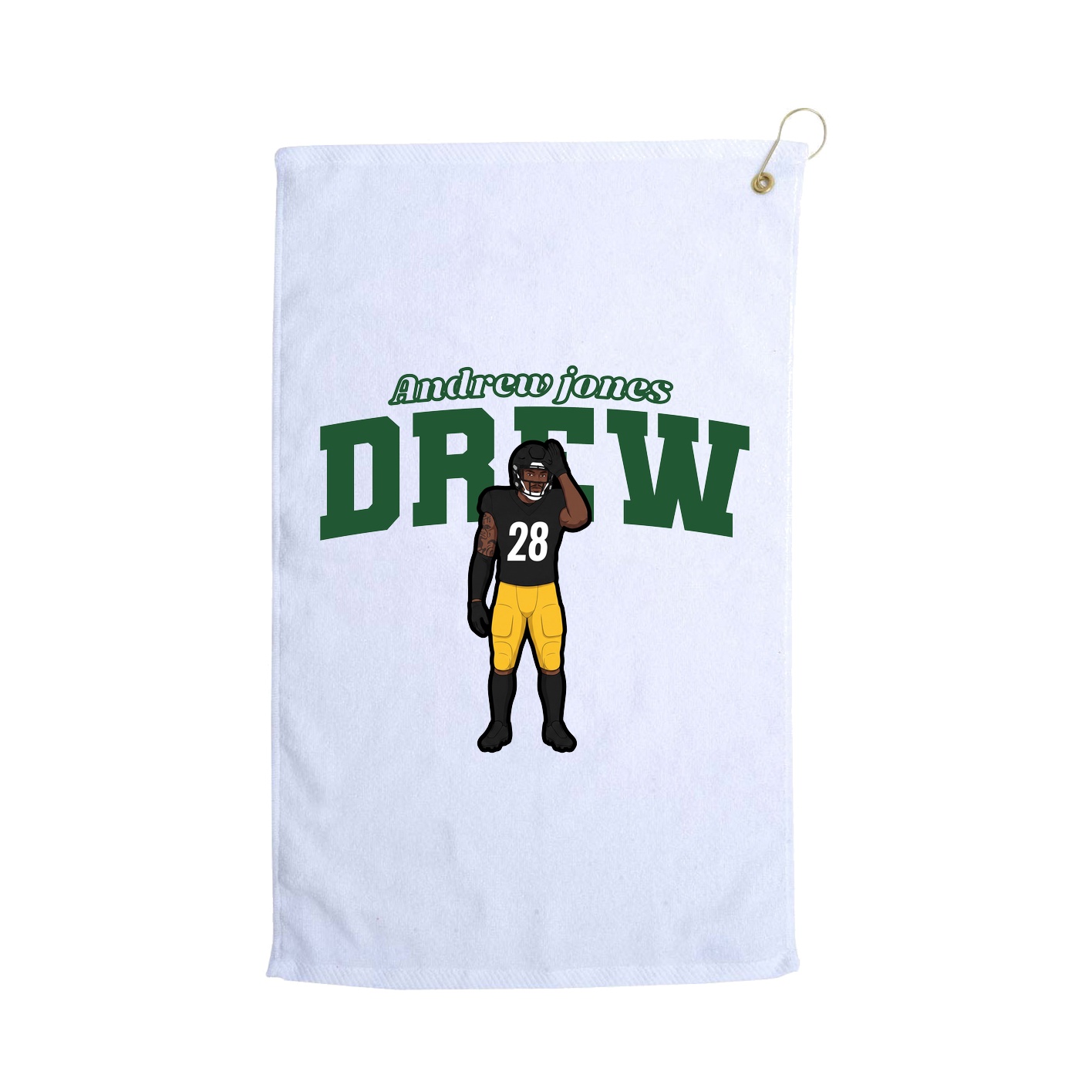 Golf Towel — Name Arch in White