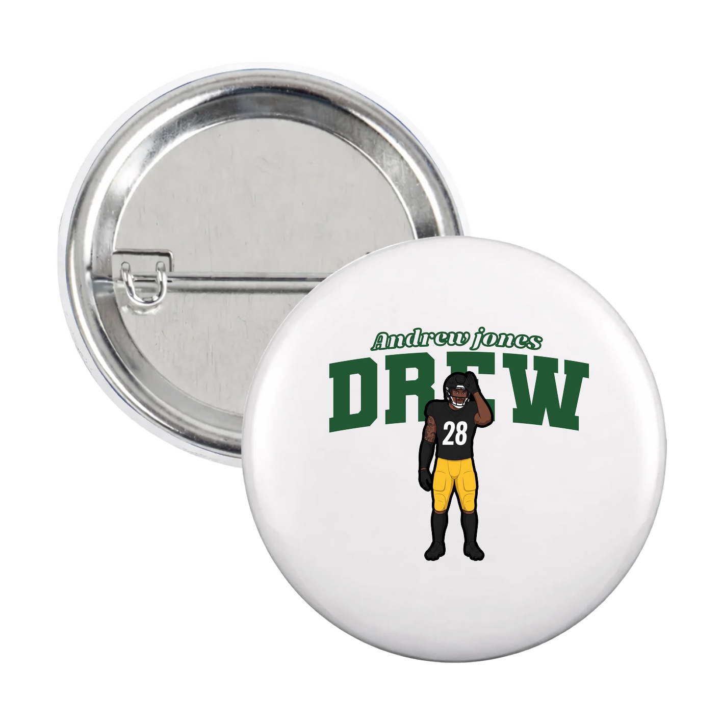Game Day Button — Name Arch in White