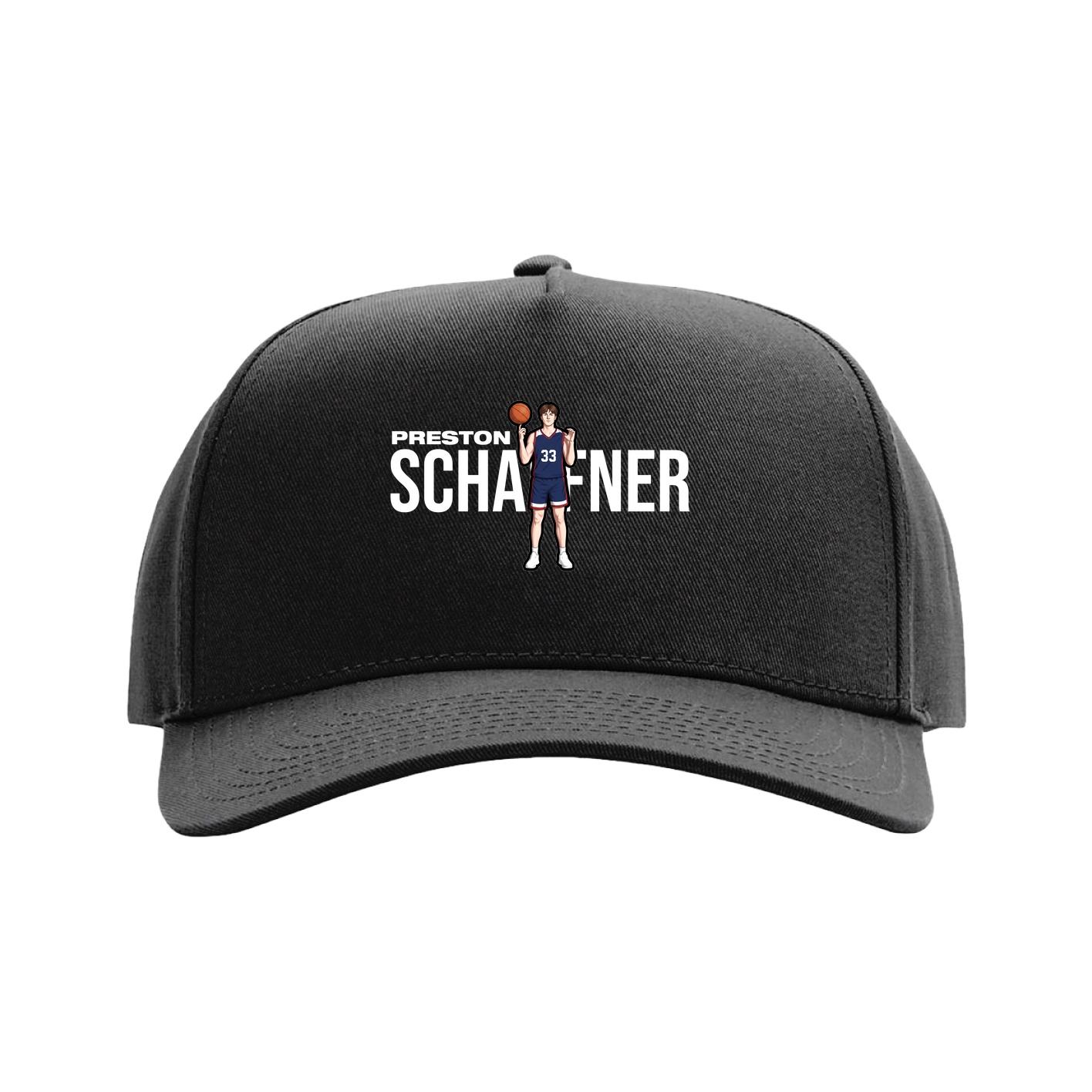 Full Fabric Five-Panel Champ Cap — Player Name in Black