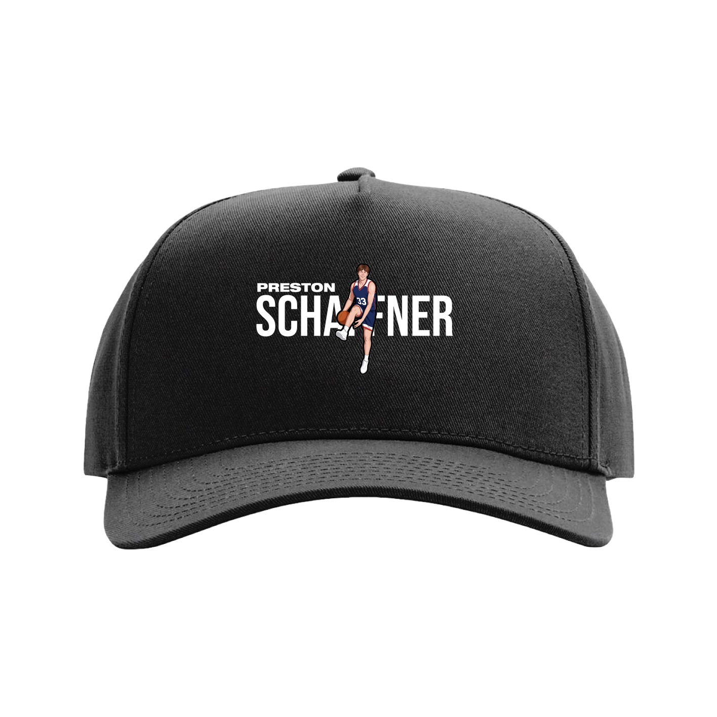 Full Fabric Five-Panel Champ Cap — Player Name in Black
