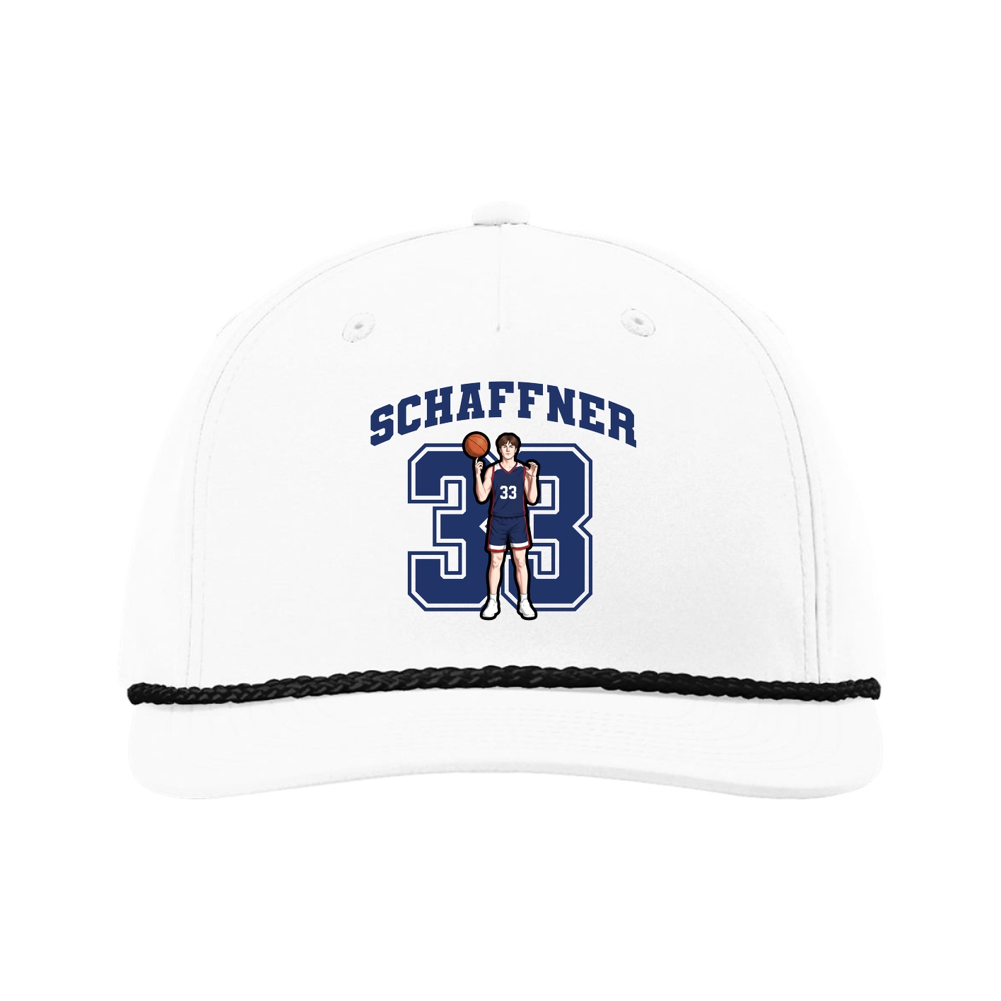 Five-Panel Classic Rope Cap — Number in White
