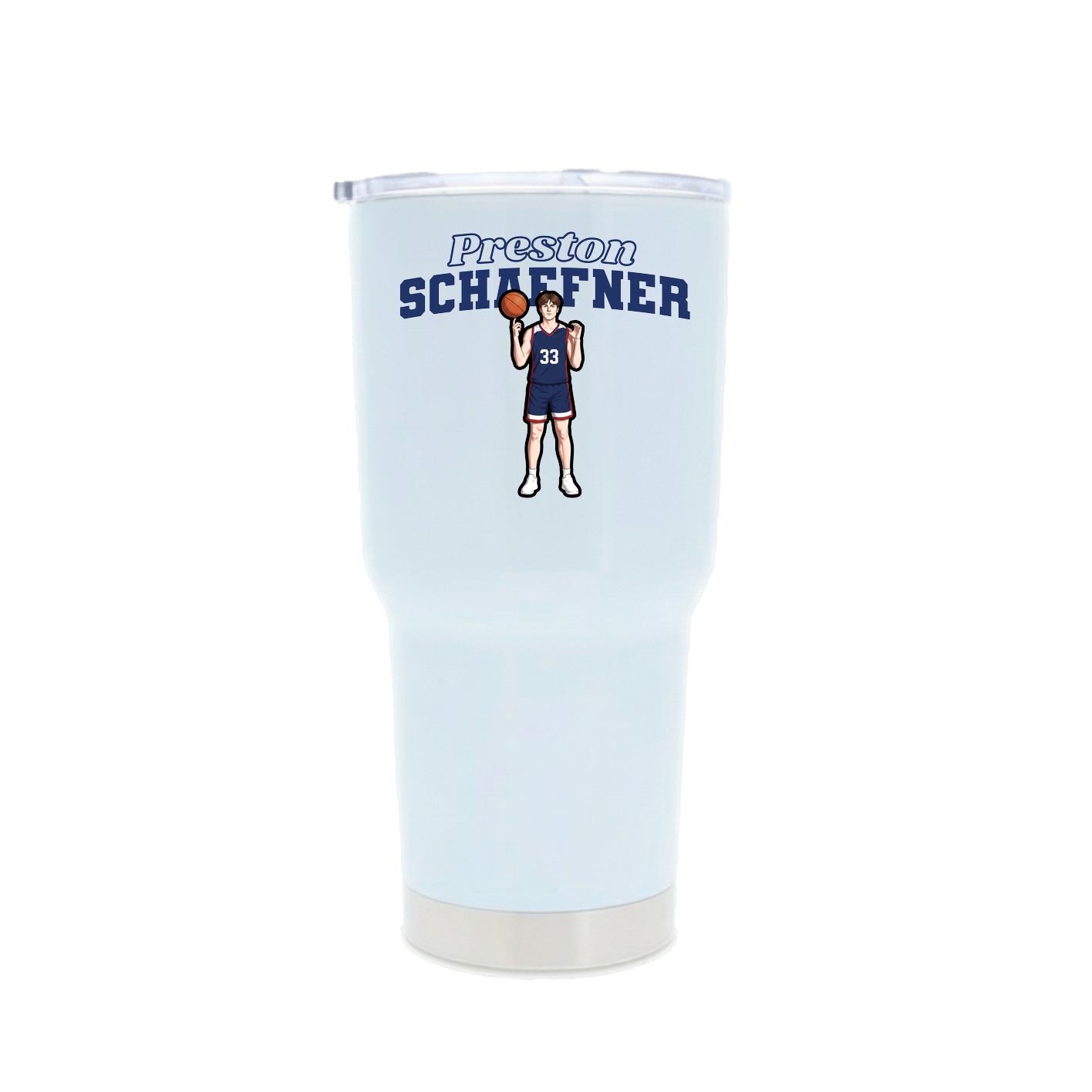 30oz Stainless Steel Tumbler — Name Arch in White