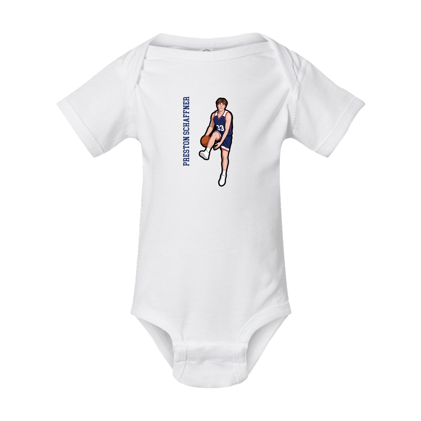Baby Onesie — Name Vertical in White