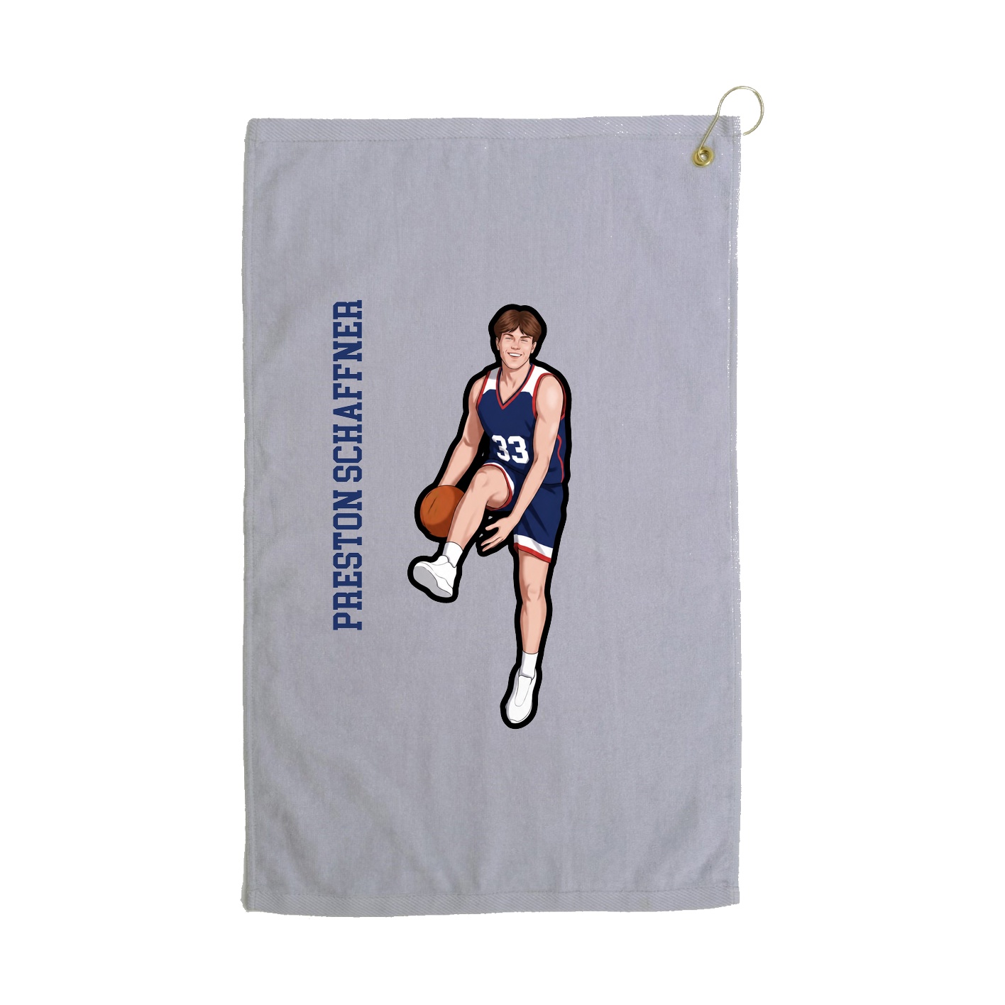 Golf Towel — Name Vertical in Grey