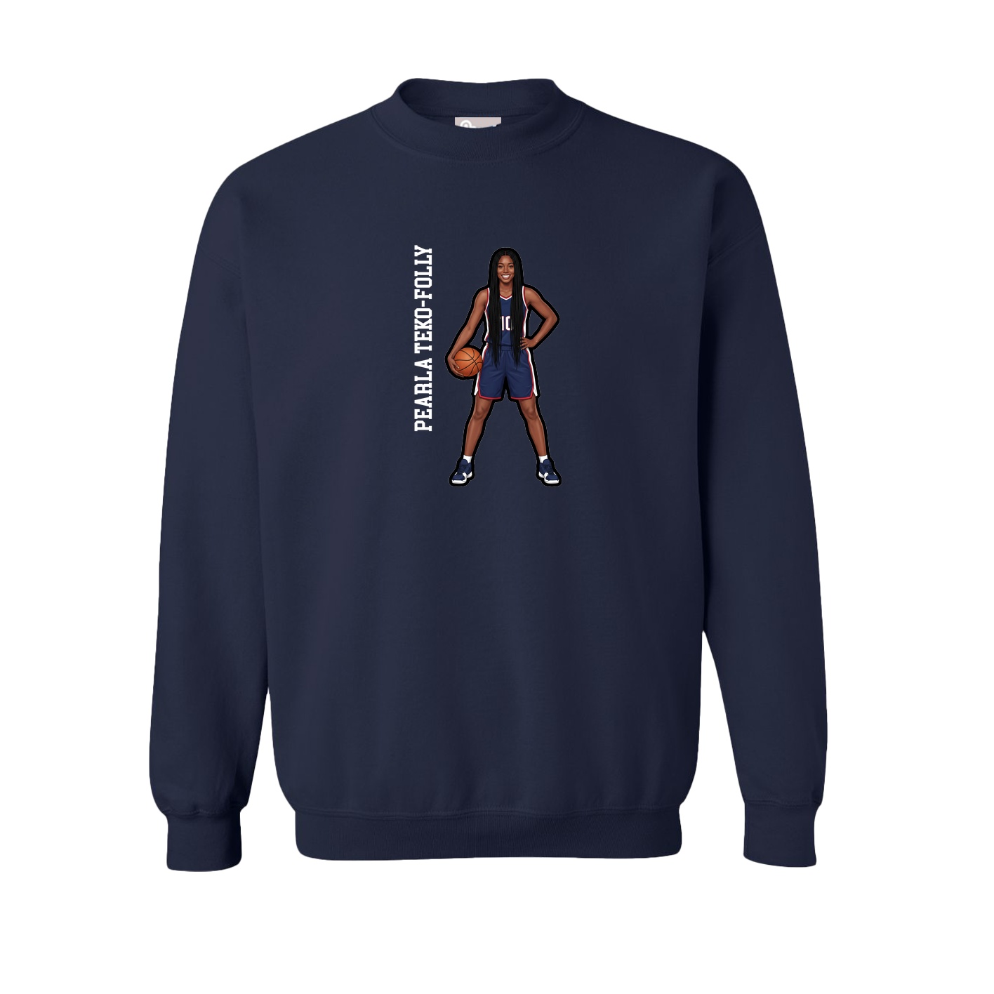Fleece Crew — Name Vertical in Navy