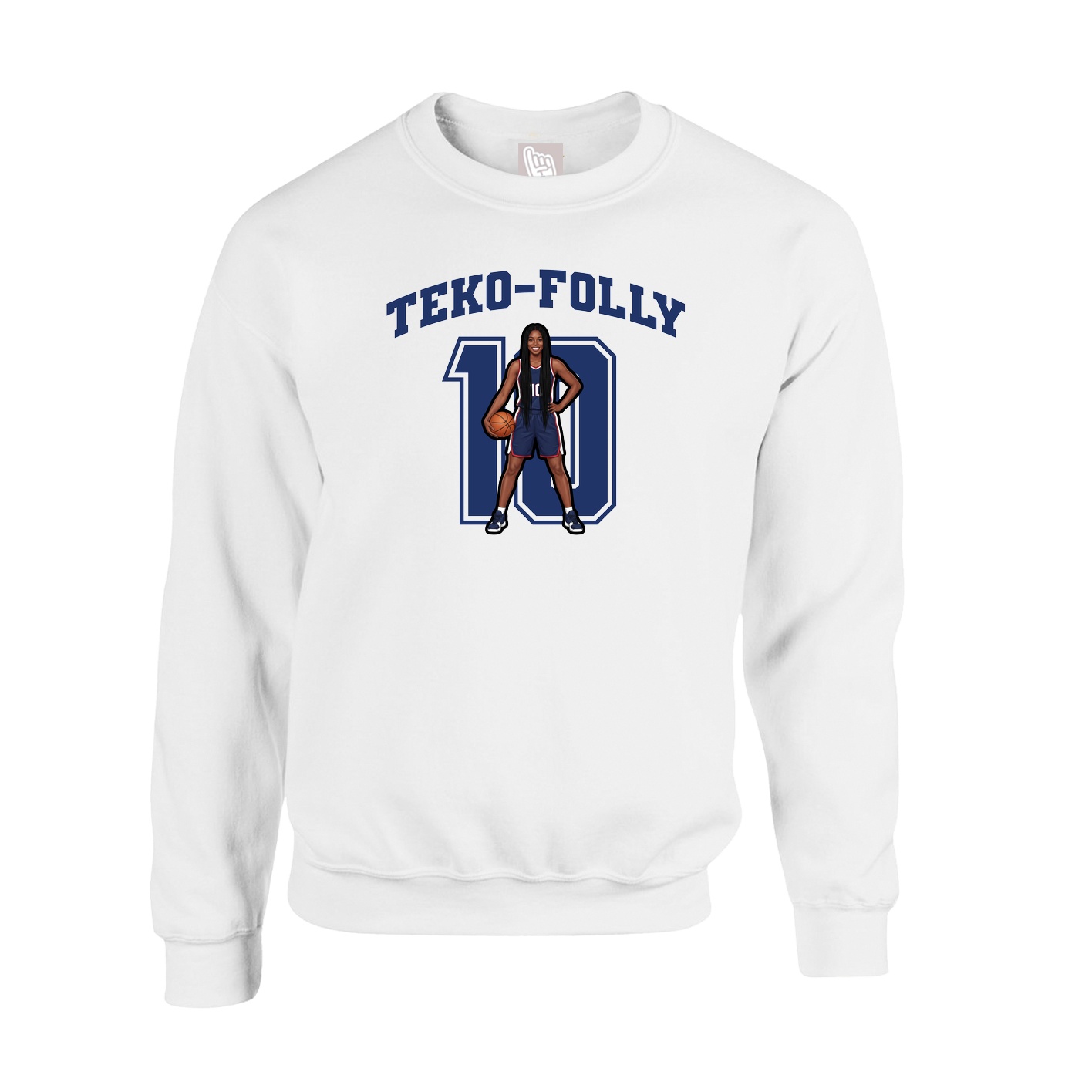 Fleece Crew — Number in White