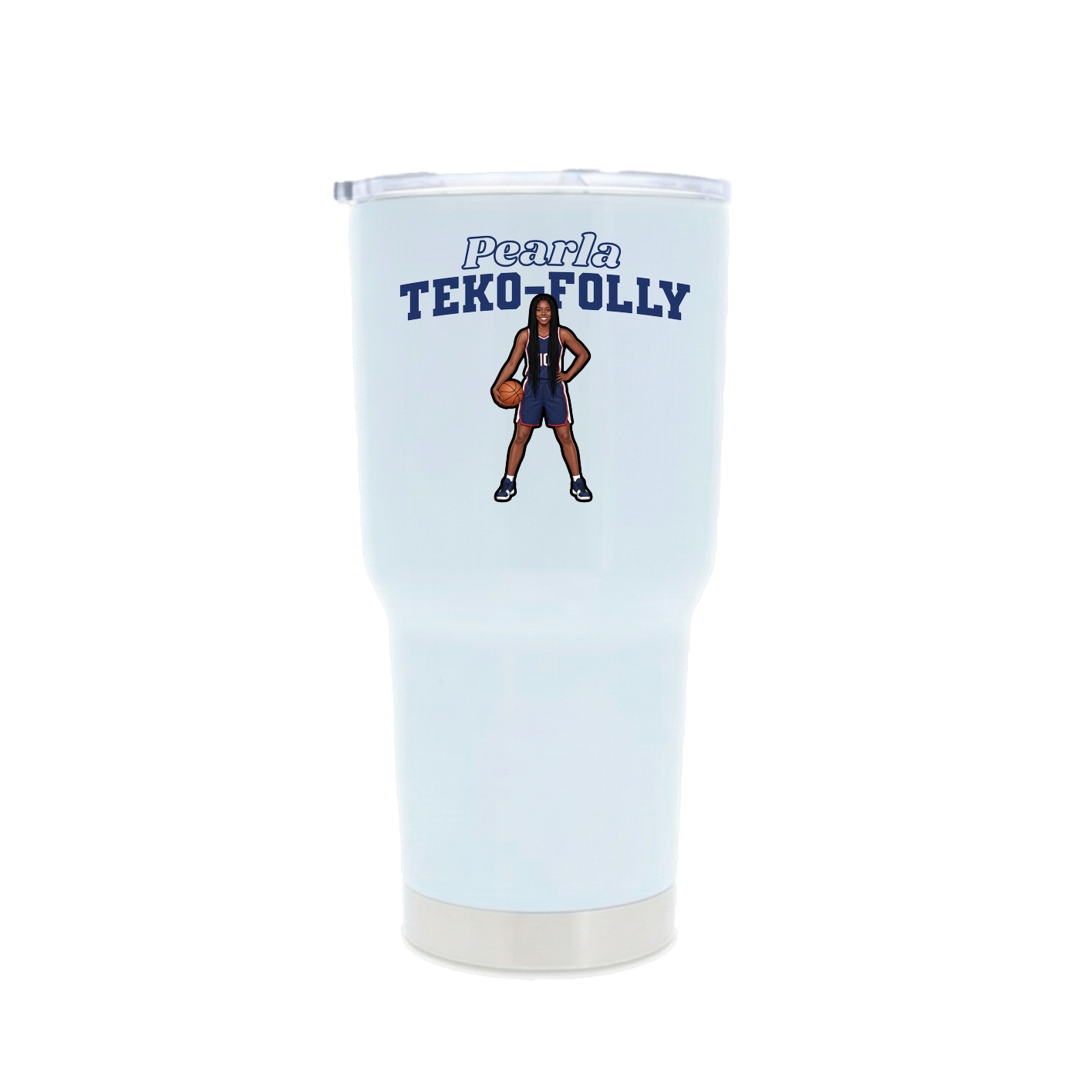 30oz Stainless Steel Tumbler — Name Arch in White