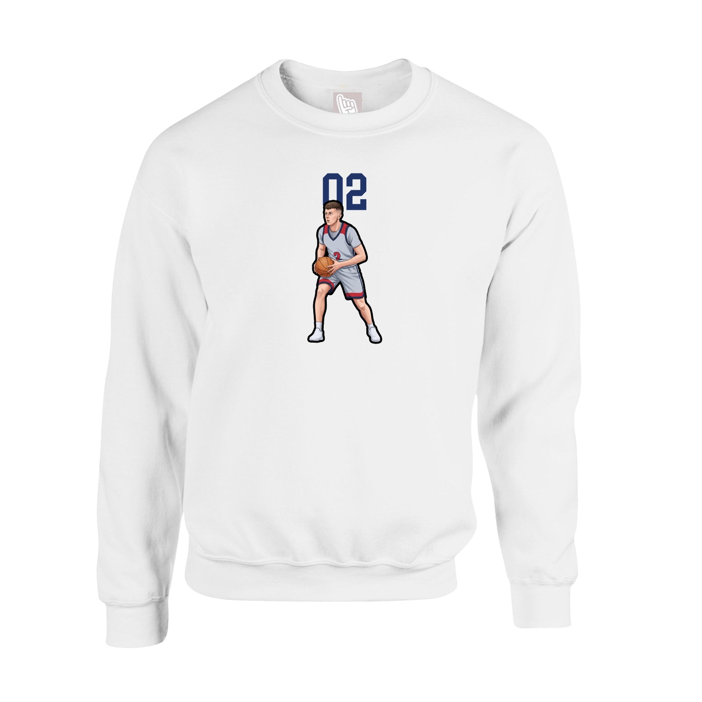 Fleece Crew — Number Top in White