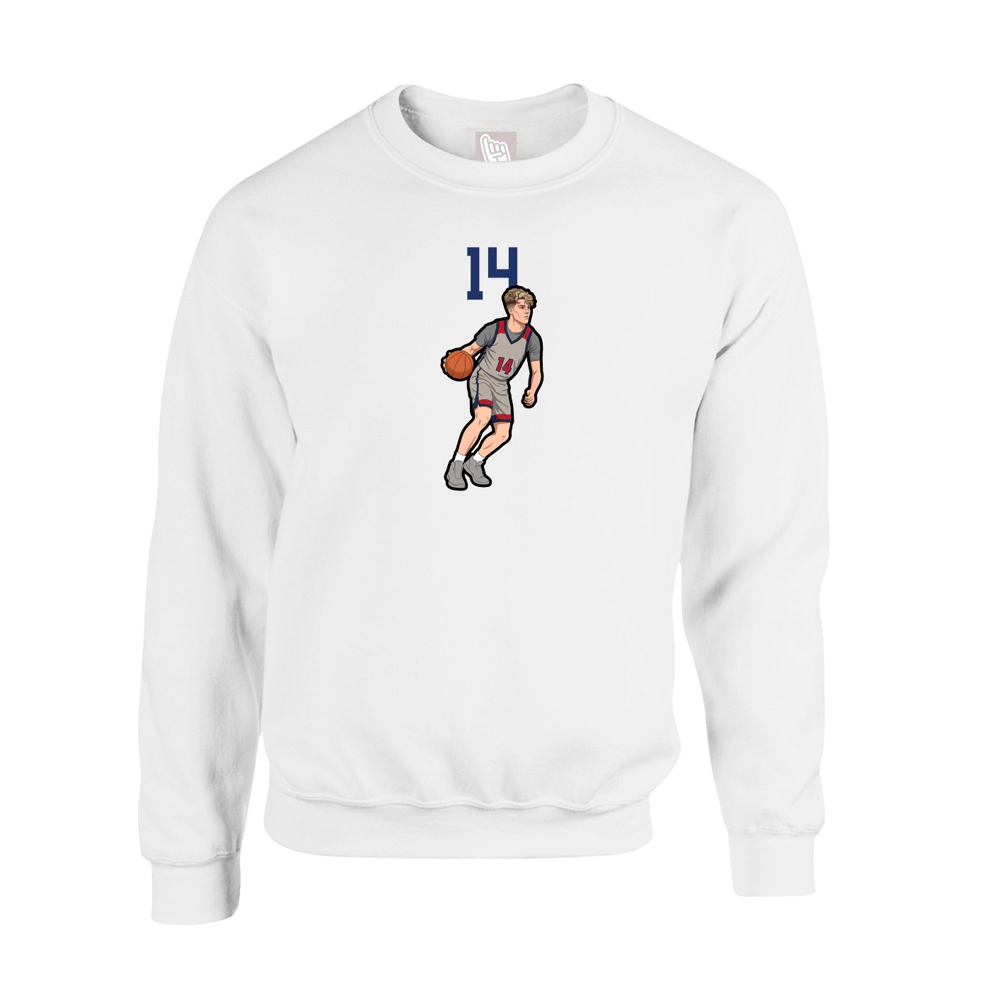 Fleece Crew — Number Top in White