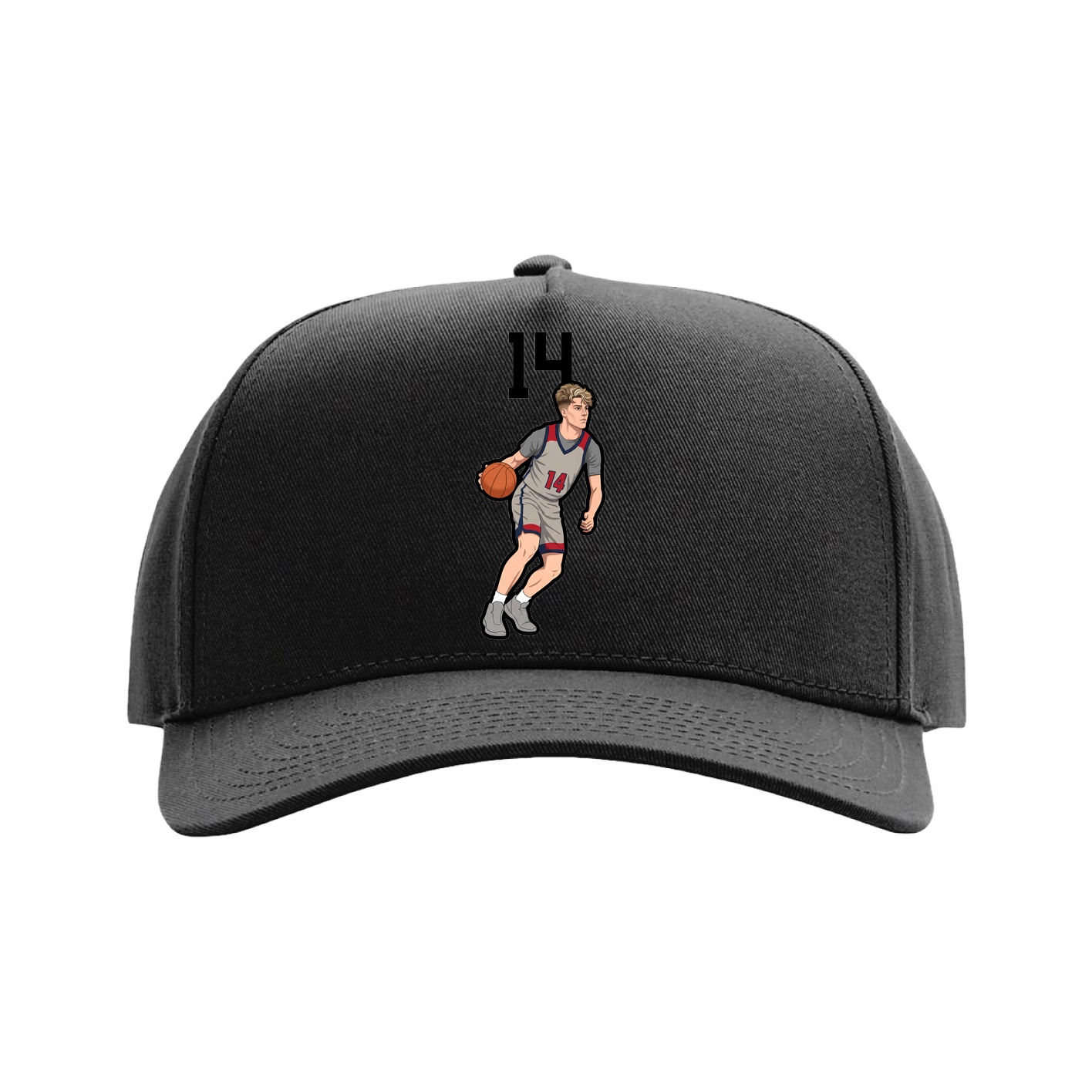 Full Fabric Five-Panel Champ Cap — Number Top in Black