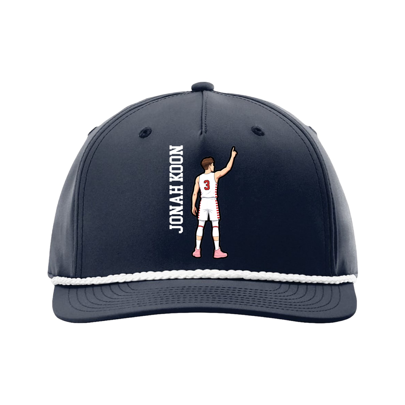 Five-Panel Classic Rope Cap — Name Vertical in Navy