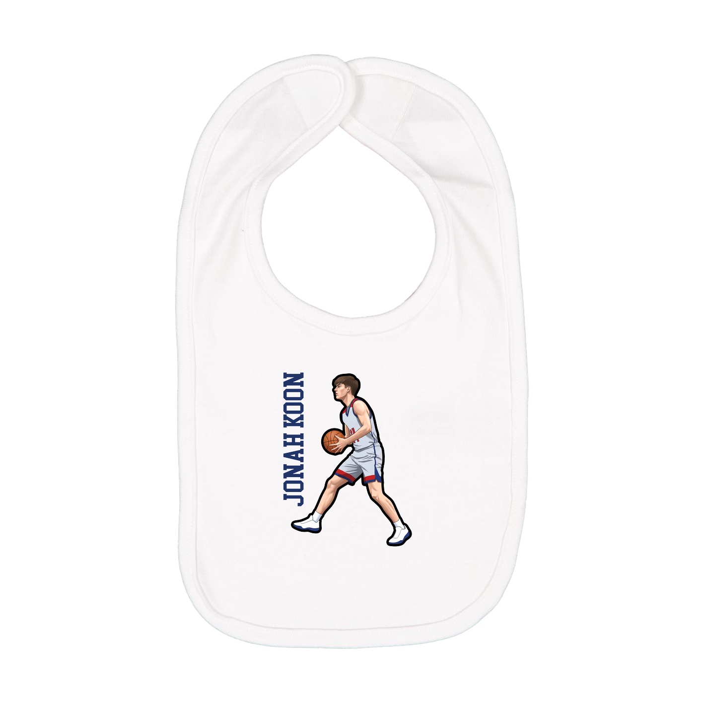 Infant Bib — Name Vertical in White