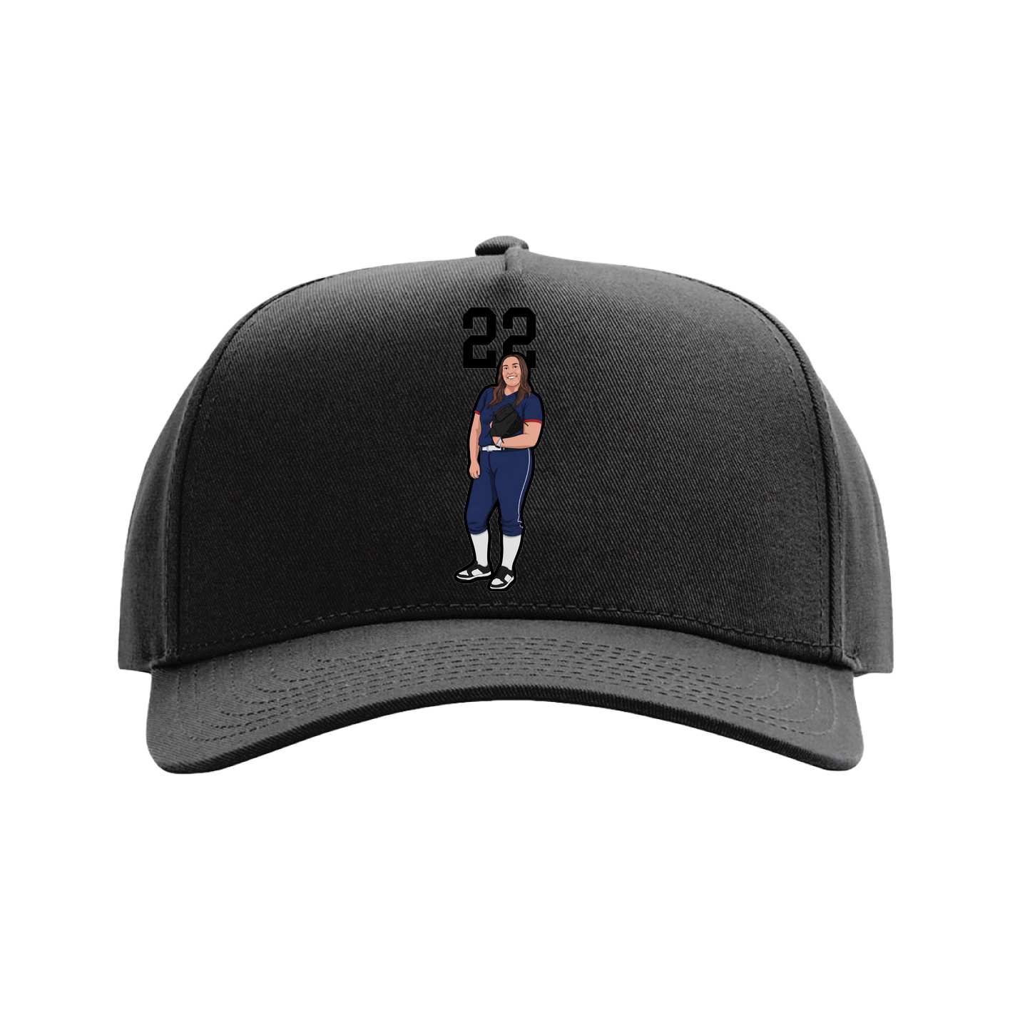 Full Fabric Five-Panel Champ Cap — Number Top in Black