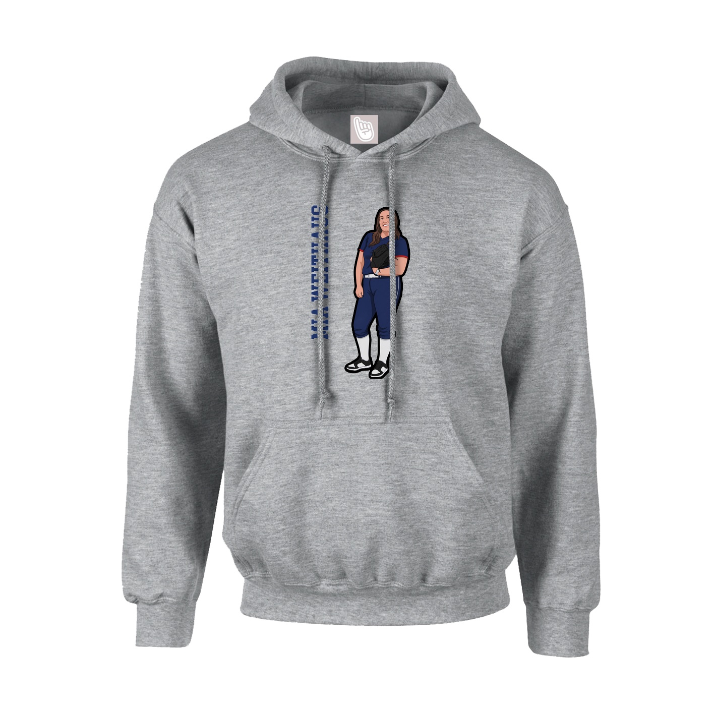 Hoodie — Name Vertical in Grey